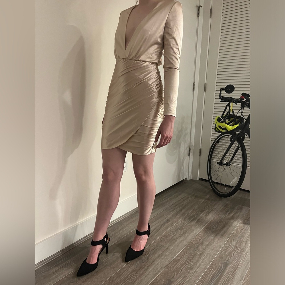 ASOS Club London Light Pink Satiny Low Cut Mini Dress